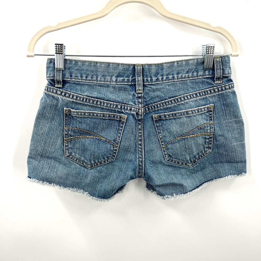 vintage Y2K Ultra Low Rise Denim grunge Shorts cutoff Jean Light Wash Denim  0 - Picture 5 of 9